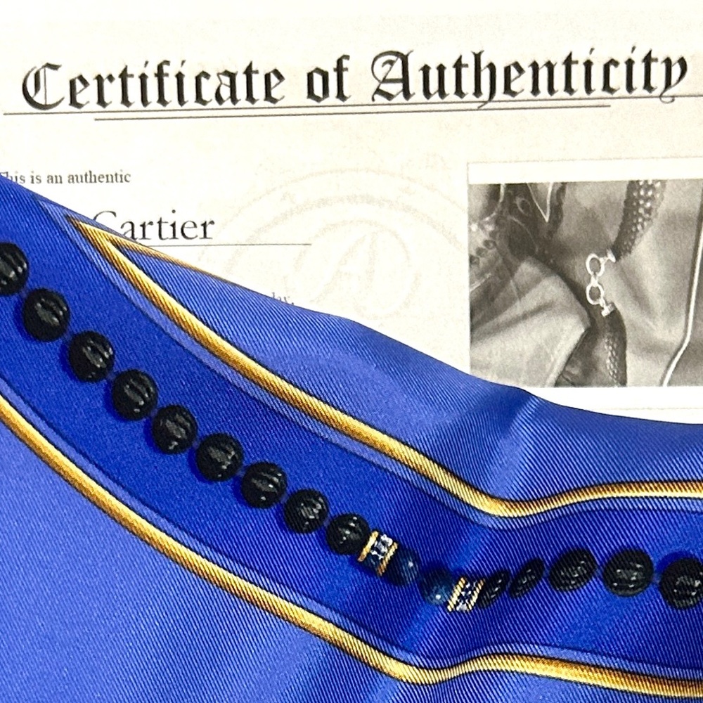 Cartier Blue Silk Scarf In Box With COA - Gorgeous EUC (32.5” x 32.5”) - Picture 6 of 8